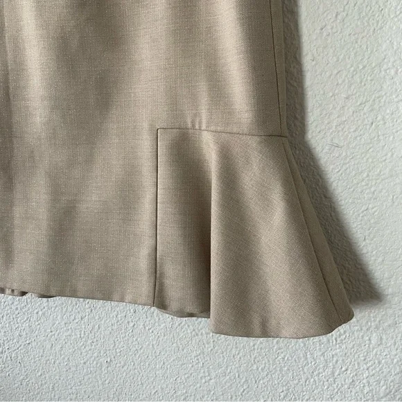 Antonio Melani Pencil Skirt Women’s 14 Beige Shimmer Ruffle Side Zipper Flounce - Picture 5 of 10